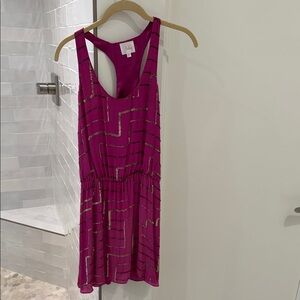 Parker Fuchsia Dress with Gold Pattern